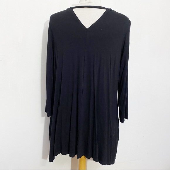 HEIMISH USA strappy neck sharkbite hem knit oversize tunic top side pockets L - Picture 6 of 6